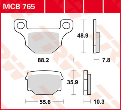 Plaquettes de frein TRW MCB 765 garniture arrière pour Derbi 125 Mulhacen 2009 - 2