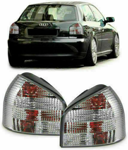 WHITE CHROME LOOK TAIL LIGHTS FOR AUDI A3 8L 08/1996-04/2003 MODEL
