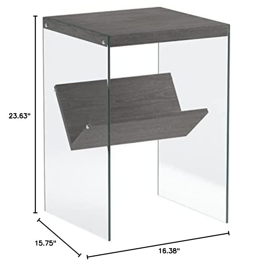 Convenience Concepts SoHo End Table Weathered Gray / Glass