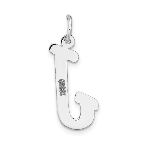 14k 14kt White Gold Large Script Initial J Charm PENDANT 22 mm X 12-17 mm - 第 3/3 張圖片