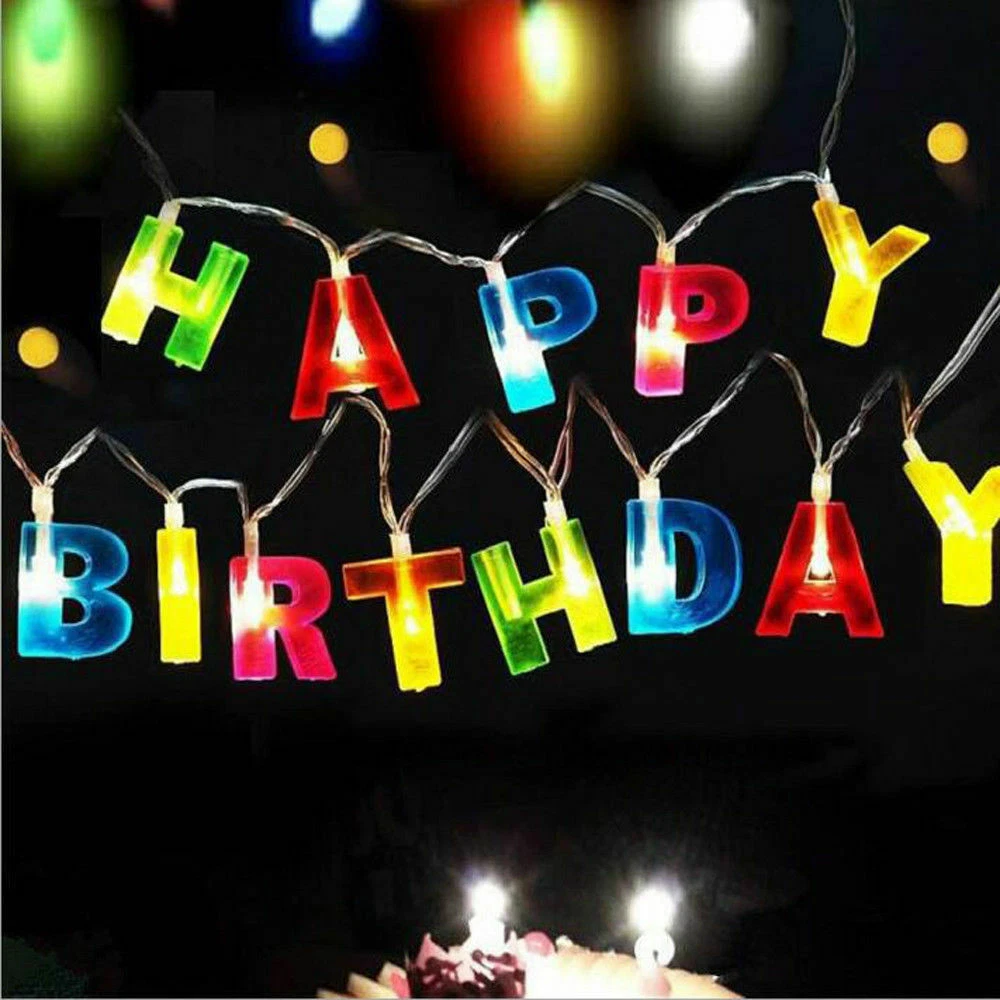 LED Happy Birthday Letter String Lights Fairy Battery Childrens