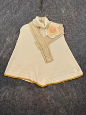 Anthropologie Field Flower Womens Sweater Shawl Pull Over Turtleneck Cape Poncho