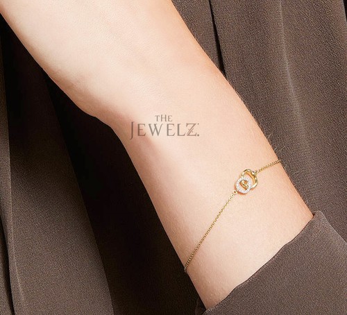14K Gold 0,10 ctvs/f-g Diamant verbunden Kreis Bettelarmband - The Jewelz - Bild 2 von 5