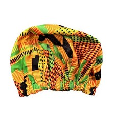 Satin Sleep Bonnet in Green Print, Size OS