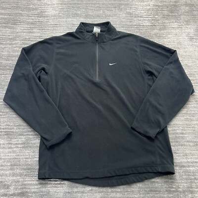 nike swoosh quarter zip funnel sweatshirt in black
