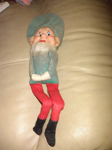 Vintage Elf Pixie green & Red Felt Sitting Japan with Label