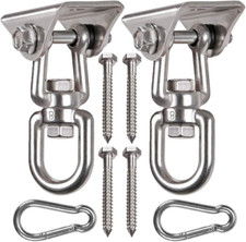 2 Pack Heavy Duty 360 Swivel Hanger, Stainless Steel Swing Hook for Ceiling, Woo