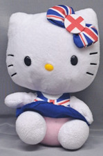 Vintage Ty Hello Kitty Beanie Babies Plush Great Britain Dress Bow 6"