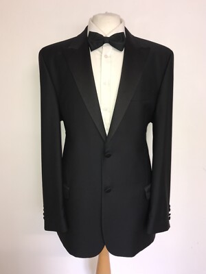 DANIEL HECHTER -Mens BLACK WOOL Dinner SUIT - 42 Reg -W36 L31.5 -GORGEOUS TUXEDO
