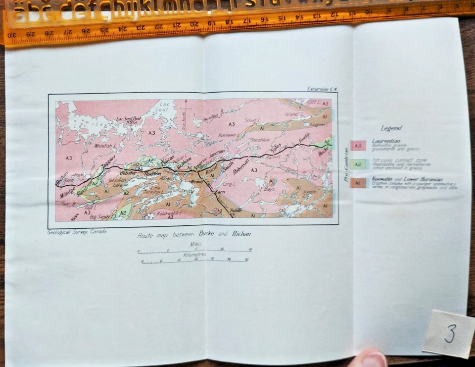 1913 Antique Geological Map of the Route between Bucke and Richan - Canada - Image 1 of 1