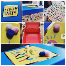 Set of 6 - 3D Pom Pom Gift Boxes Luxury Sturdy Birthday Christmas Hen Wedding 