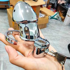 Men Chastity Cage Device Press Lock Long for Male Stainless Steel Metal Lock