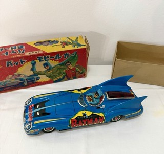 BATMAN MOBILE CAR TOY LATTA TIN NO INGAP VINTAGE EPOCA ASC JAPAN ORIGINAL BOX