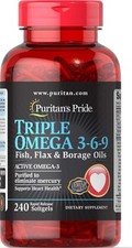 Puritan's Pride Premium Triple Active Omega 3-6-9 Fish, Flax, and Borage Oils,