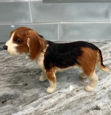 Vintage Real Fur Beagle Dog Figurine Very Soft