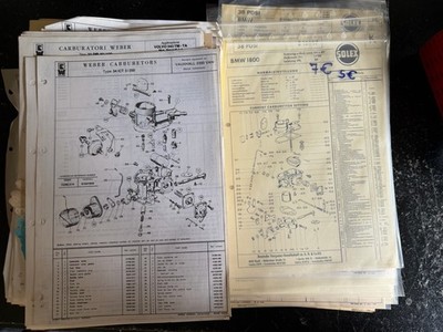 Große Oldtimer Vergaser-Datenblatt Sammlung   ca. 350 Original   Weber, Solex