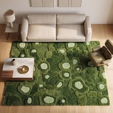 Moss Rug, Grass Rug for Living Room Bedroom, Hand Tufted Green Moss Carpet