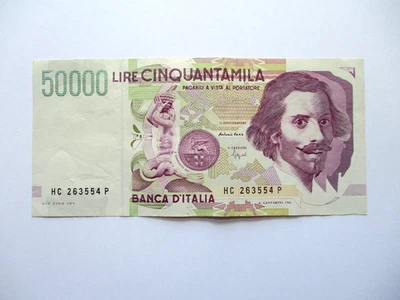 Banconota 50000 lire Italiana, circolata poco Tgs:banconote,monete - Bild 1 von 3