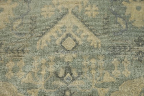 Transitional Handmade Beige Silk Geometric Oushak Living Room Area Rug 6x8 Ft - Picture 7 of 12