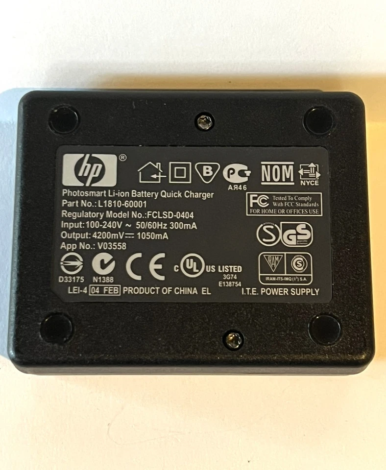 Cargador rápido de batería para cámara digital HP Photosmart original OEM - P/N L1810-60001 Foto 4 de 4