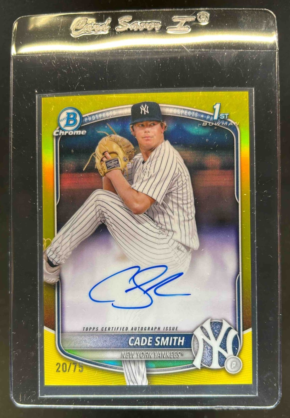 2025 Bowman Chrome Cade Smith Auto Yellow Refractor 1st Prospect #20/75 Yankees