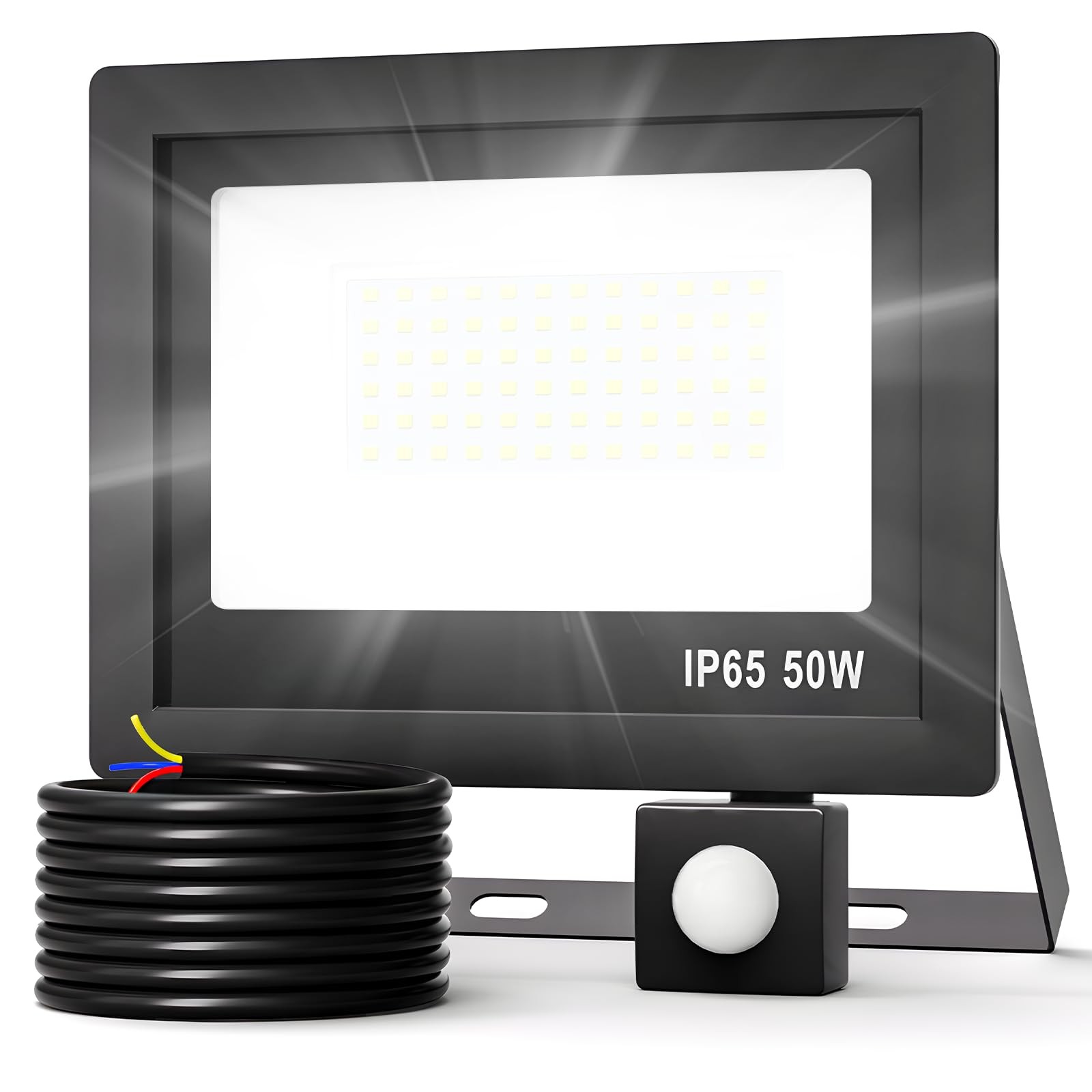Proiettore LED 50W Realky IP65: 5000LM con Sensore PIR Integrato