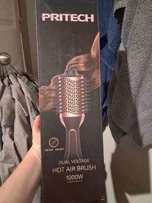 Pritech Dual Voltage 1000W Hot Air Brush Dryer Black and Gold Hair Styling Tool