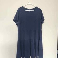 SHEIN Navy Blue Polka Dot Tiered Dress 2XL