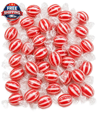 Striped Cinnamon Discs Hard Candy 1 Lb Bulk Bag | Individually Wrapped Spicy Swe
