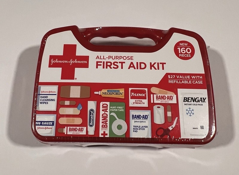 Johnson & Johnson Brand New Portable Compact First Aid Kit 160 pc  Exp 8/27