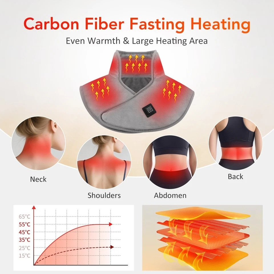 Heating Pad for Neck Shoulders Pain Relief Rechargeable Heated Wrap Neck Warmer - Image 2 of 4