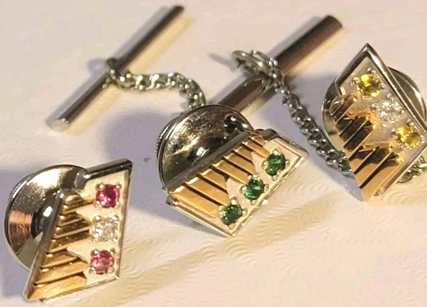 Juego de gemelos vintage años 70 oro 10k EMB diamante, rubí, esmeralda O.C. Tanner   Foto 2 de 4