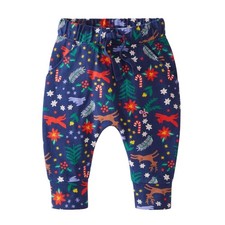 NWT Hanna Andersson Combed Cotton Knit Jogger. Blue Holiday Theme. 3-6 Months