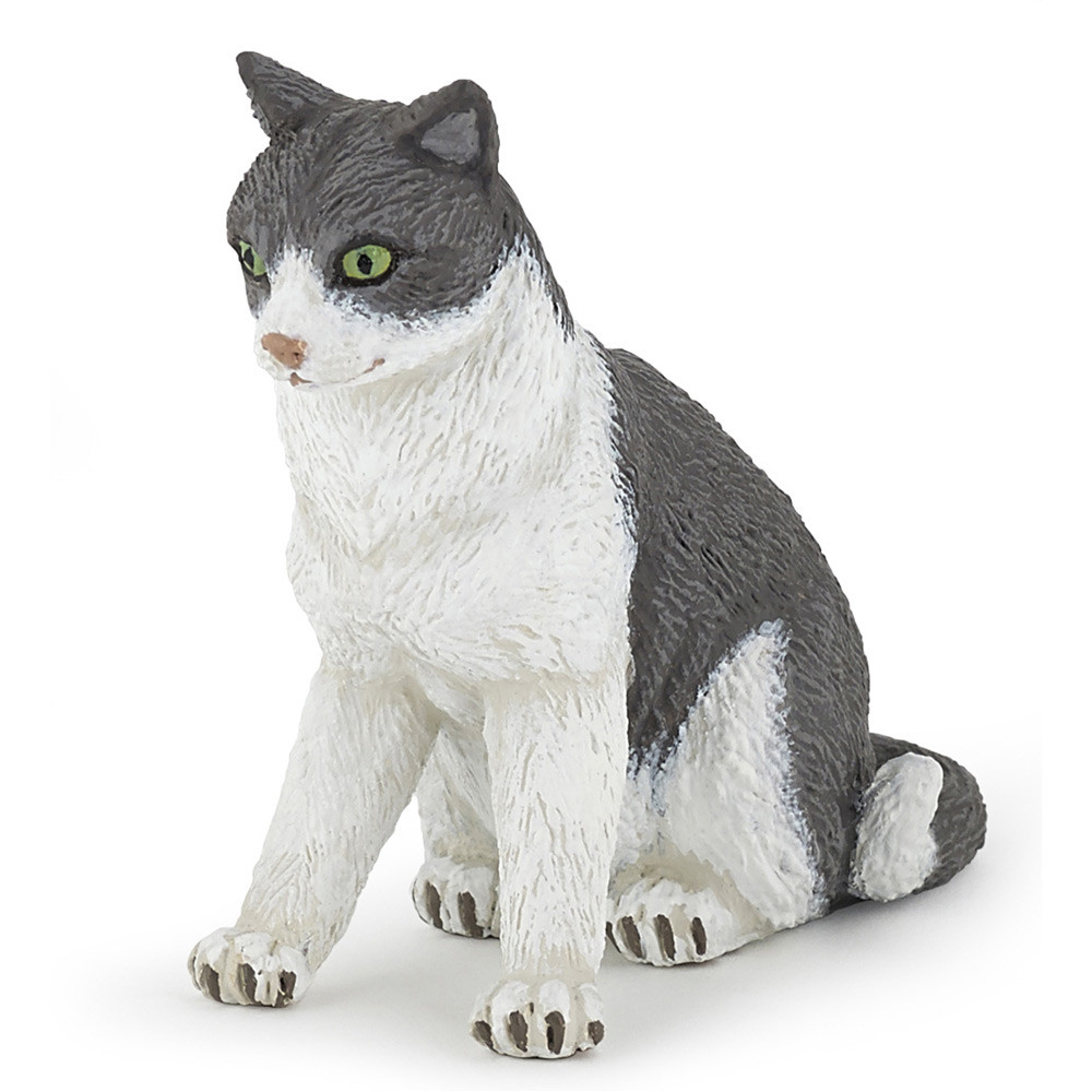Игрушечная фигурка собаки и кошки-компаньонов PAPO Сидящий кот Серыйбелый 54033 2390₽