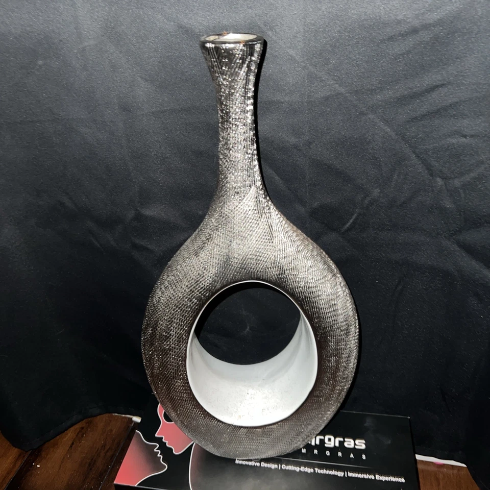 Silver Hollow Ceramic Vase  - Image 4 of 4