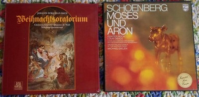 2 Boxed LP Album Sets Schoenberg Moses Und Aron & Bach Weihnachtsoratorium