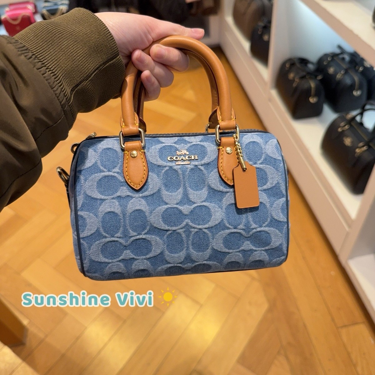 NWT COACH Mini Rowan Crossbody Bag Signature Denim Logo Handbag
