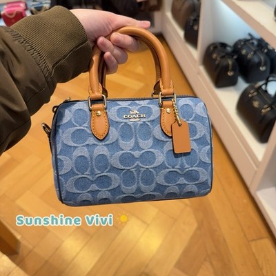 NWT COACH Mini Rowan Crossbody Bag Signature Denim Logo Handbag