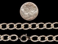 20.5" Dimpled Flat Cable Link .925 Sterling Chain 7mm Wide 39 Grams New