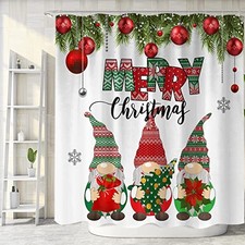 Christmas Gnomes Shower Curtain, Xmas Holiday Cute 72"W x 72"L Pack of 1