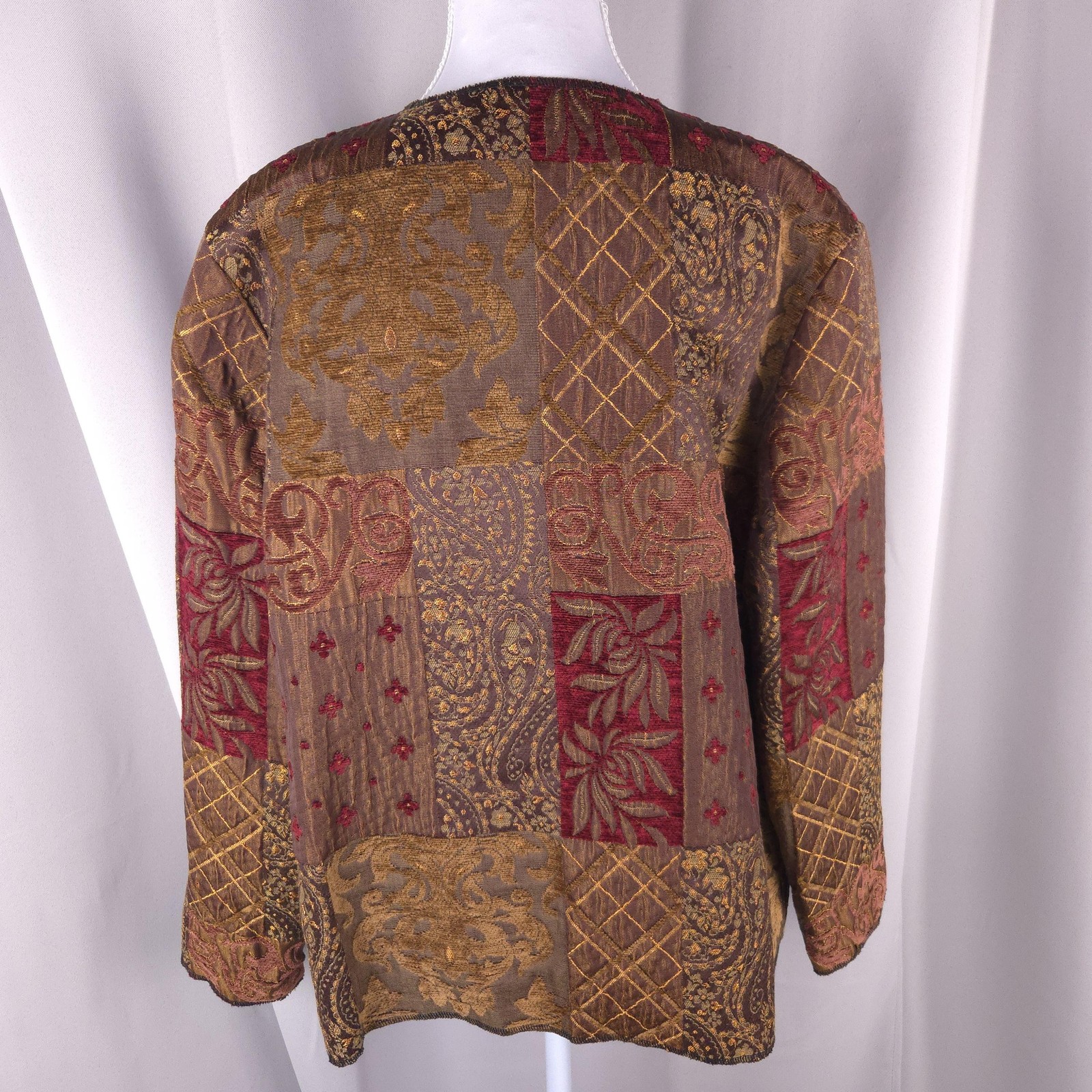 Patchwork Tapestry Jacket Womens Large Brown Red … - image 7