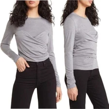 Vero Moda Nelly Ruched Knit Top Gray Size Medium NWOT $62 MSRP