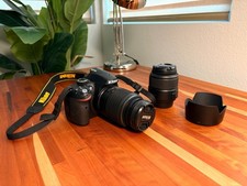 Nikon D3200 Camera with 18-55mm and 55-200mm lenses  Case and Charger