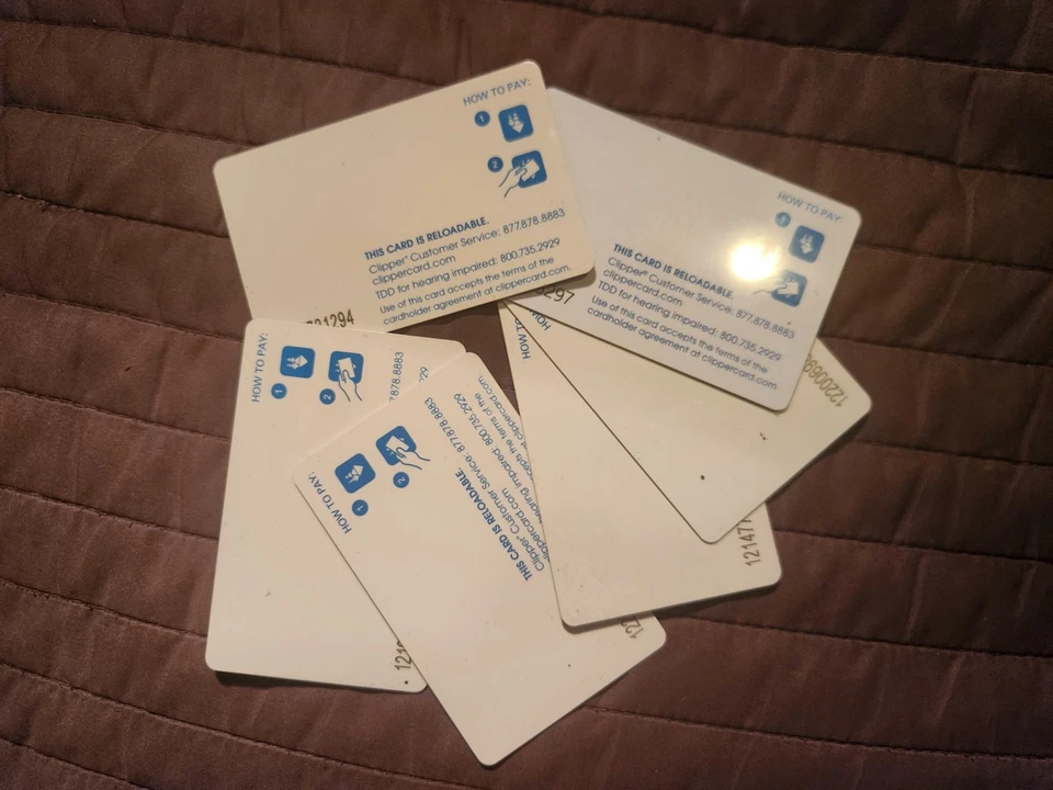 6 TARJETAS CLIPPER para sistemas de tránsito del Área de la Bahía: BART, MUNI, VTA, CALTRAIN Foto 2 de 2