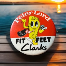 Vintage Peter Lord Fit Feet Clarks 1980s Shoes Pin Badge.   