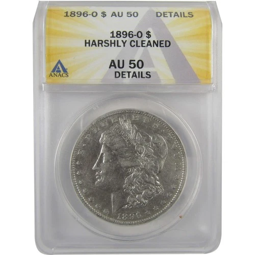 1896 O Morgan Dollar AU 50 Details ANACS Silver $1 Coin SKU:I19037