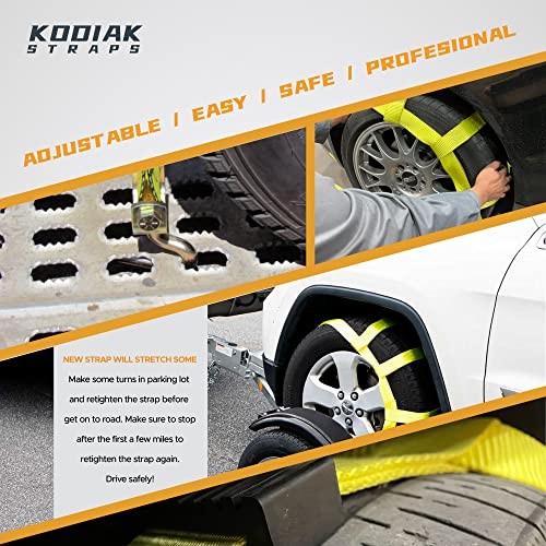 KODIAK STRAPS Adjustable Wheel Net Tow Basket Straps with Swivel J Hooks (2 