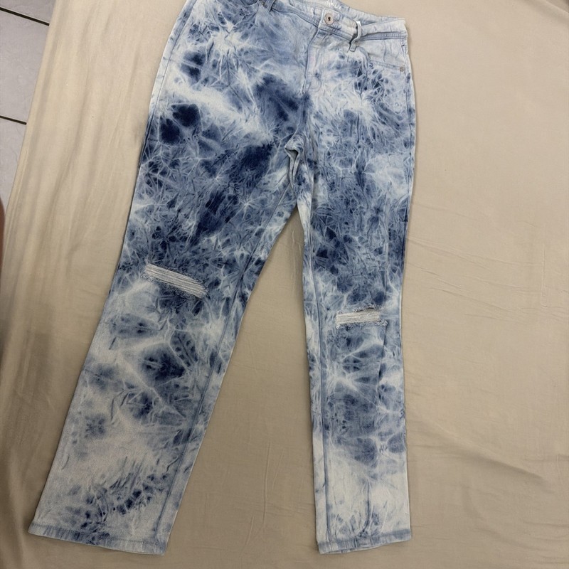 Style and Co Boyfriend Jeans Womens size 12 Blue Acid Wash Stretch Denim