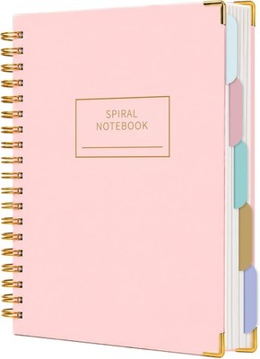Hardcover Spiral Notebooks for Work School, B5 Journal Notebook with Tabs