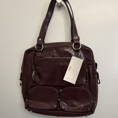 Tod's Bordeaux Shoulder Bag with Zipper Accents Silver Hardware for Women